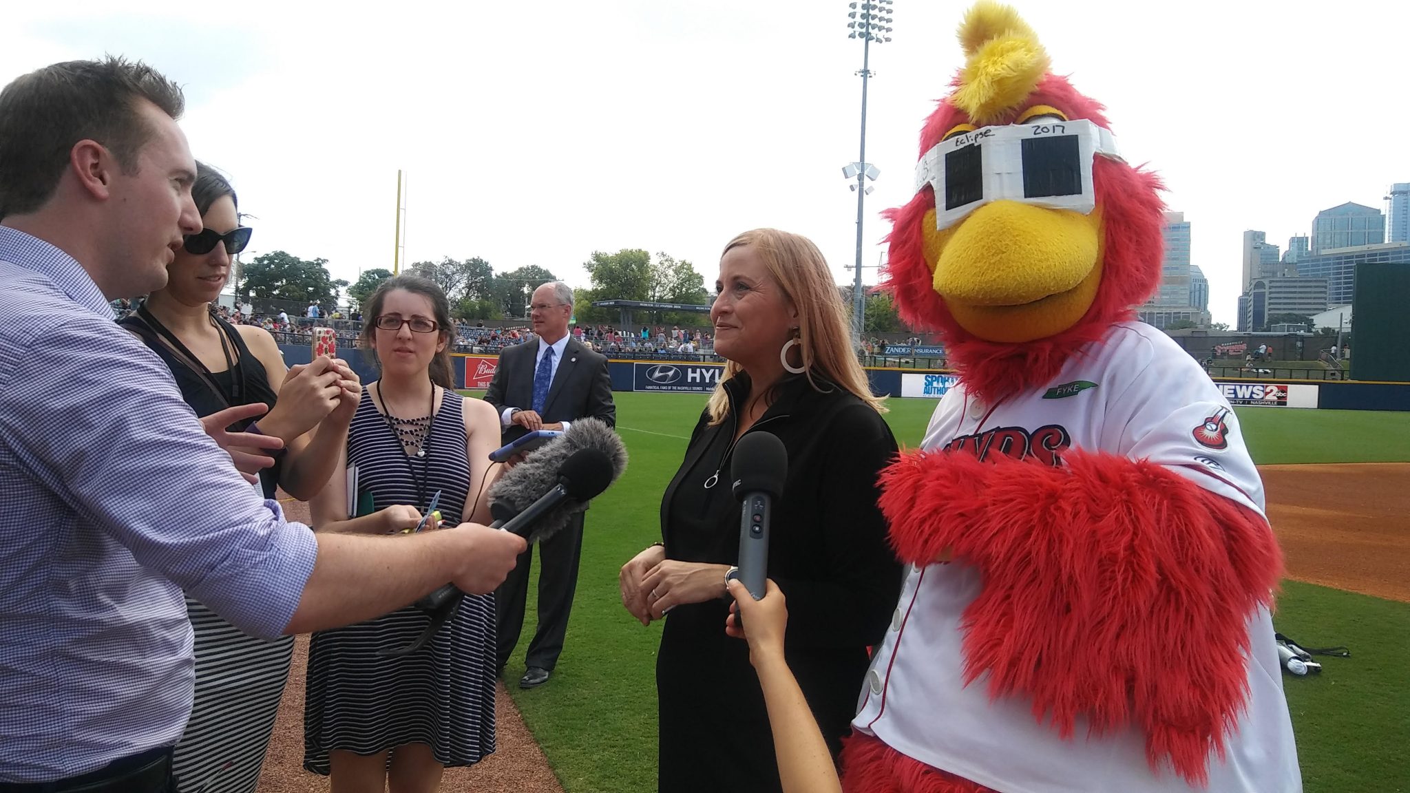 Nashville Mayor Megan Barry and Booster the Hot Chicken