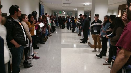 Illegal Immigrant Students line the halls waiting for the Education Subcommittee