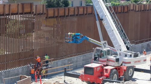 Southern border wall construction