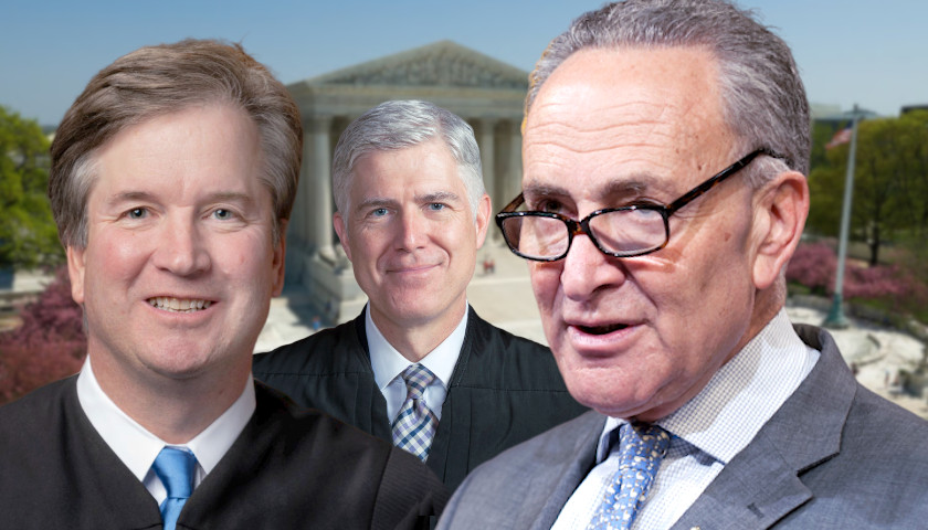 Image result for Schumer Threaten Supreme Court Justices Kavanaugh and Gorsuch