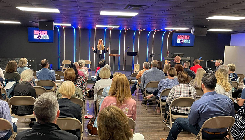 Kelly Loeffler speaks at a Greater Georgia event