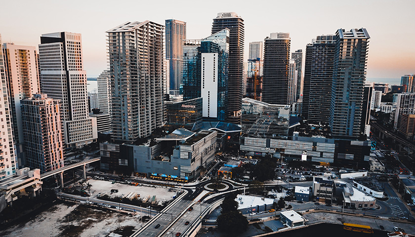 Aerial shot of downtown Miami, Florida