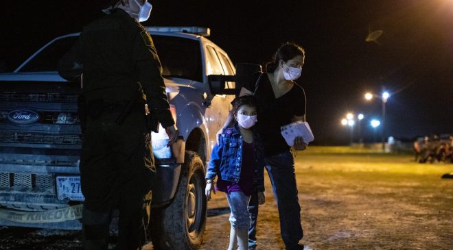 Migrants turned themselves in to Customs and Border Protection officials to be processed in hopes of applying for asylum near La Joya, Texas, on August 7, 2021. (Kaylee Greenlee – Daily Caller News Foundation)