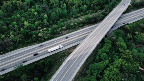 aerial shot of Michigan highways