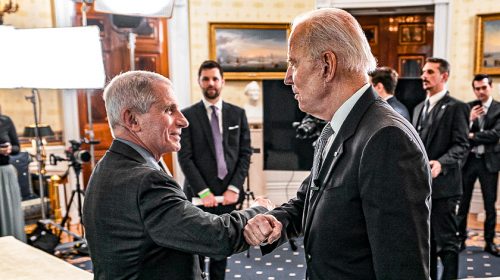 President Joe Biden participates in a Q&A townhall with Chief Medical Adviser to the President Dr. Anthony Fauci on Monday, May 17, 2021, in the Blue Room of the White House. (Official White House Photo by Adam Schultz)