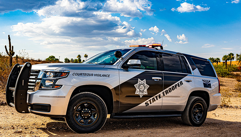 Arizona state trooper SUV in desert