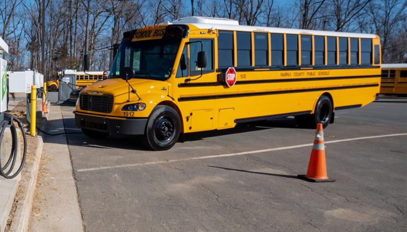 Fairfax County Public Schools bus in parking lot