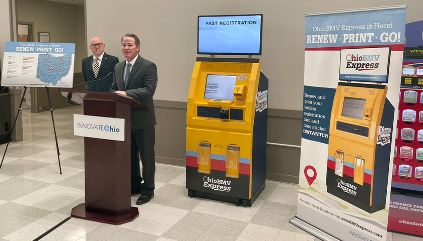 Lt. Governor Jon Husted in Fairfield discussing self-service kiosks