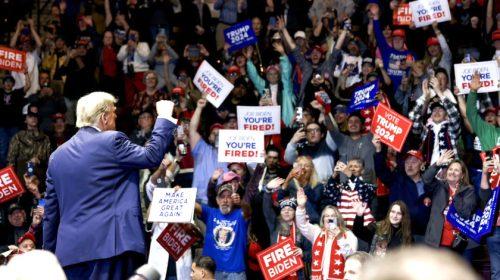 Donald Trump greets rally-goers