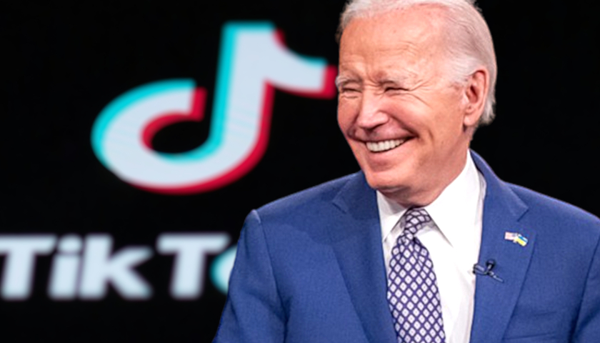 President Biden in front of TikTok logo (composite image)