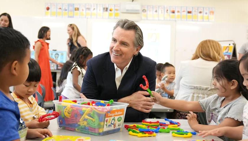 Gavin Newsom visiting a public school