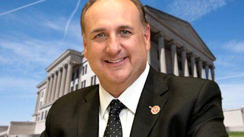 State Senator Paul Bailey in front of Tennessee State Capitol building (composite image)