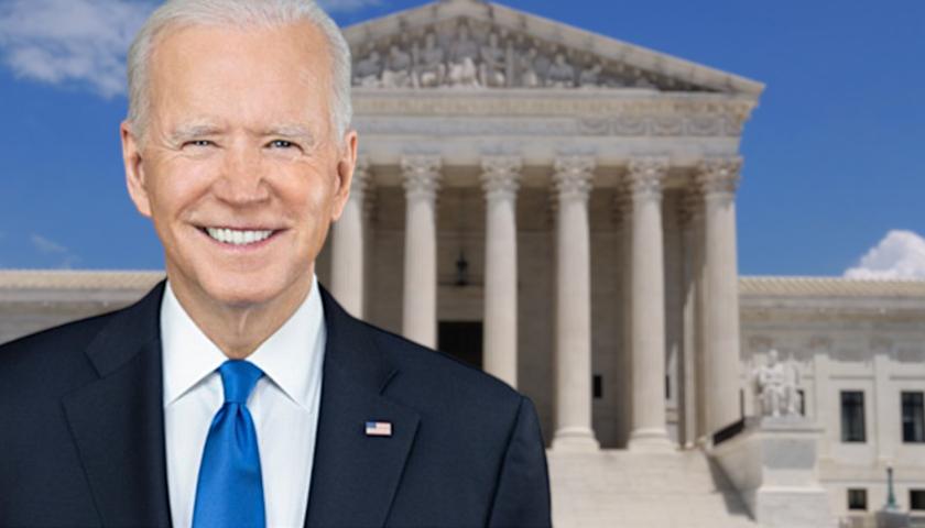 President Joe Biden in front of the Supreme Court building (composite image)