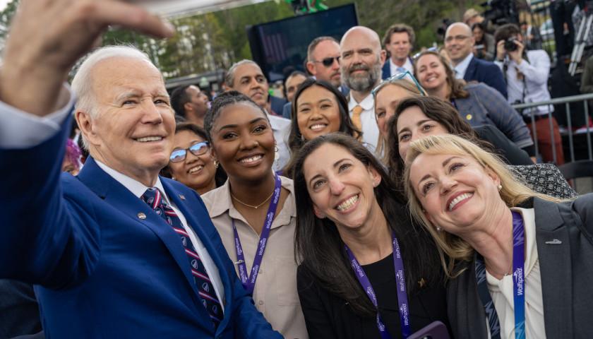 President Joe Biden and supporters