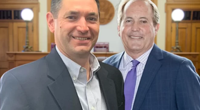 Montana Attorney General Austin Knudsen with Texas Attorney General Ken Paxton (composite image)