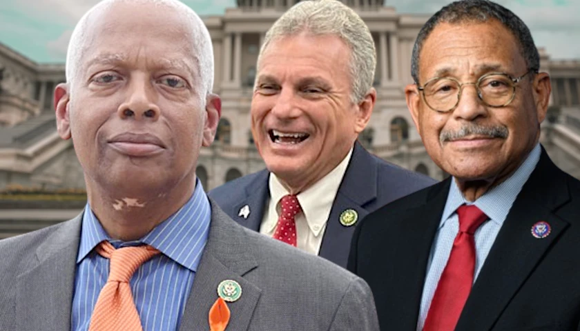 Earl Carter, Sanford Bishop Jr, and Hank Johnson in front of the US Capitol (composite image)