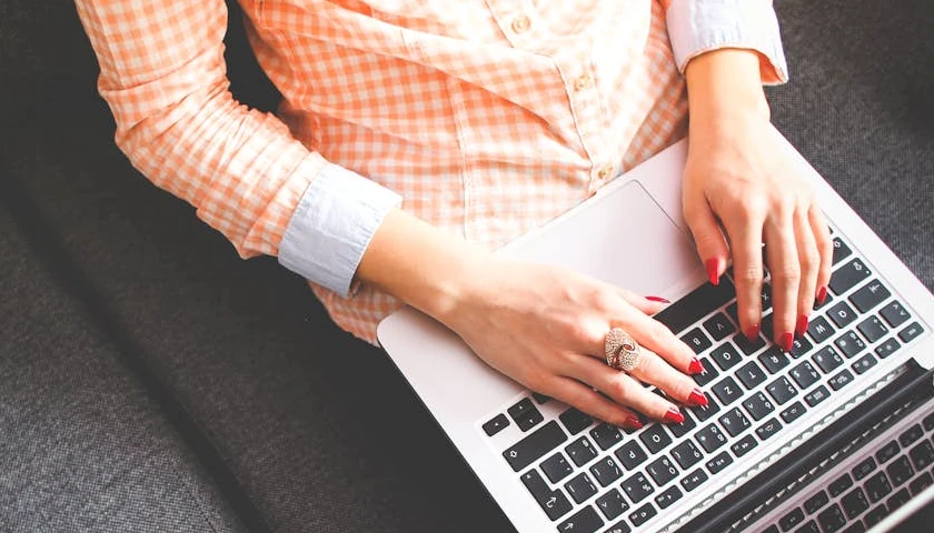 Woman using laptop