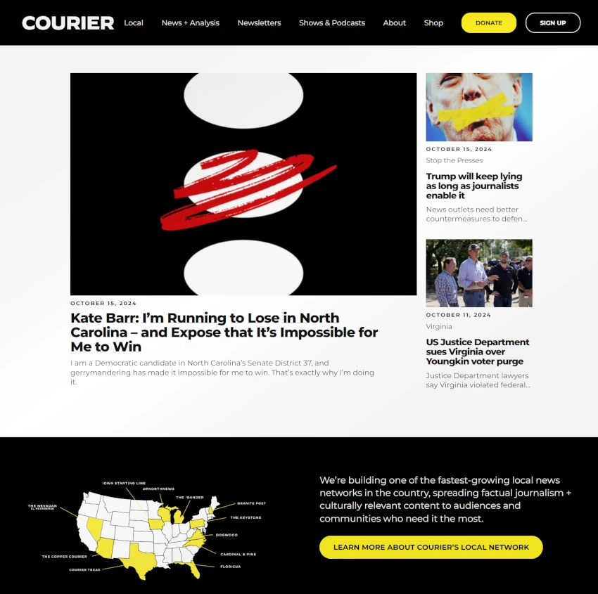 Courier Newsroom homepage