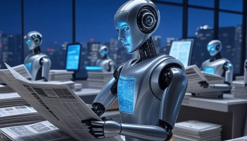 Robots reading newspapers