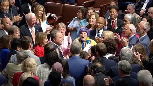 Democrats gather on the House floor