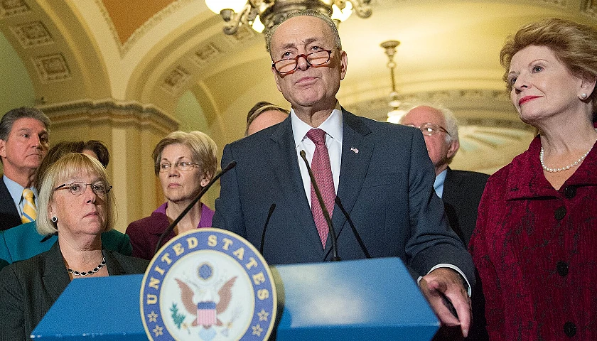 Sen. Chuck Schumer with Senate Democrats