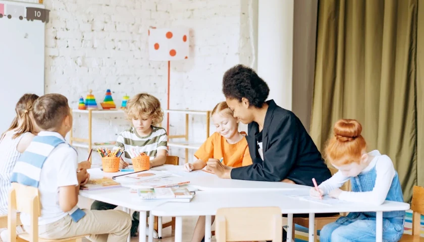 students and teacher