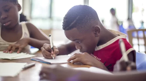 students learning