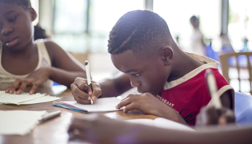 students learning