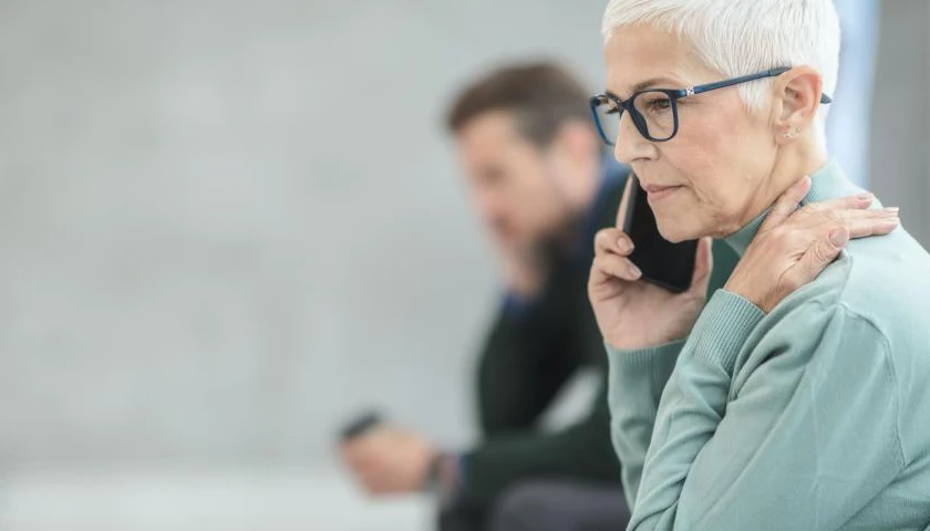 Old person on phone