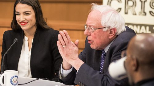 Rep. Alexandria Ocasio Cortez and Sen. Bernie Sanders