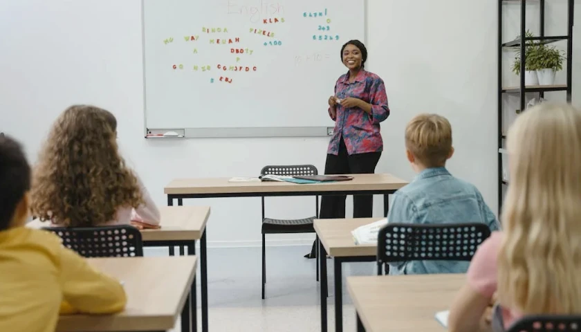 Teacher and students