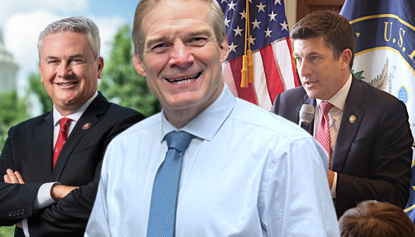 l-to-r: Committee on Oversight and Government Reform Chairman James Comer (KY-01), House Committee on the Judiciary Chairman Jim Jordan (OH-04), and Committee on House Administration Chairman Bryan Steil (WI-01)