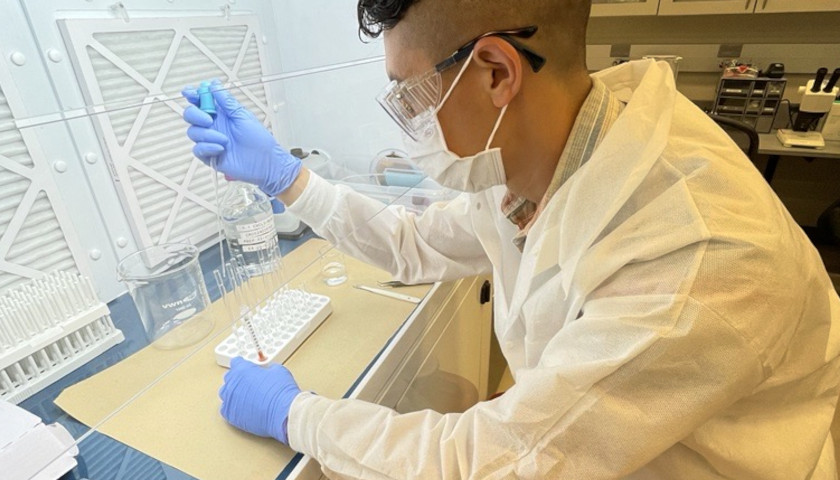 Forensics lab worker