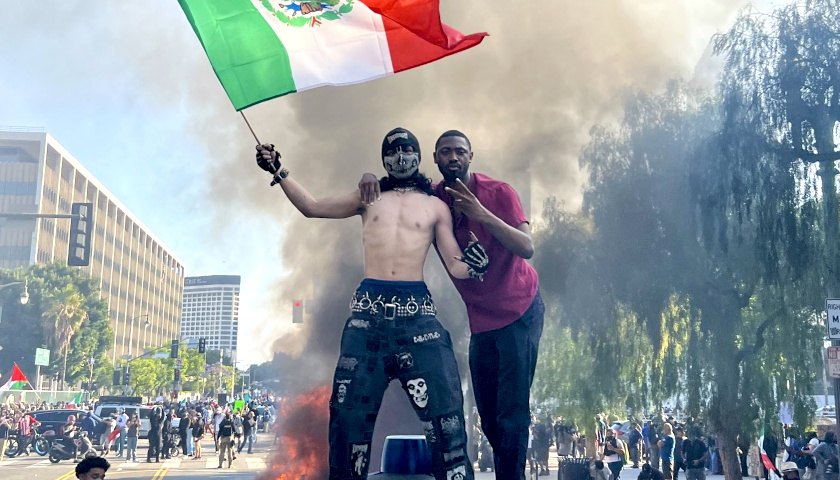Posing for Pictures at L.A. Anti-ICE Riot