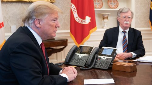 John Bolton in Oval Office with President Donald Trump, 2019
