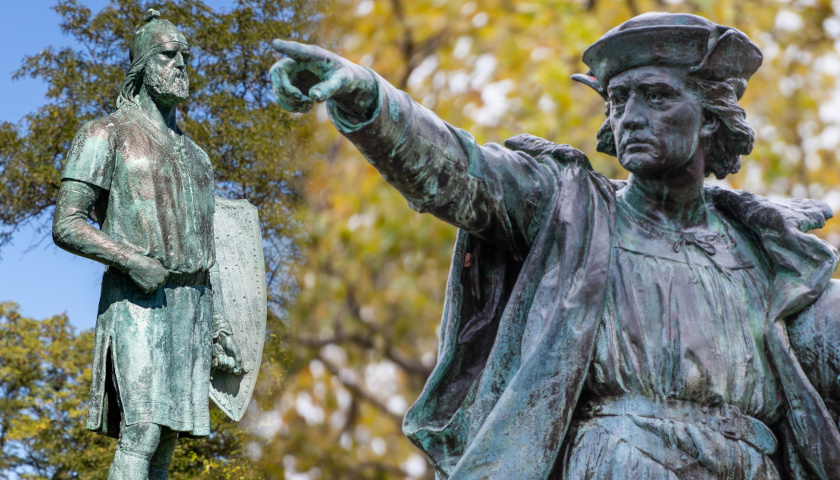 Christopher Columbus, Leif Erikson statues