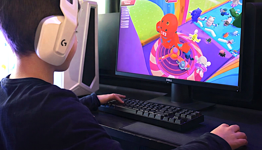 Boy playing video games