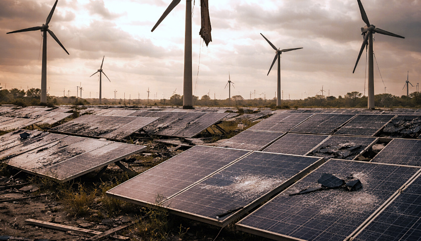 Broken Solar Panels and Windmills