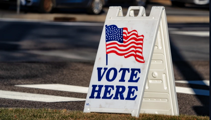 Vote Here polling place sign