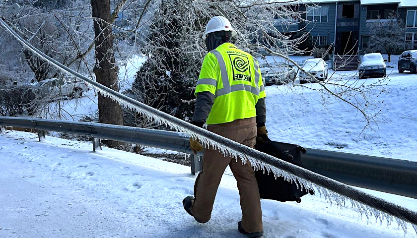 NES Lineman During Winter Storm Fern
