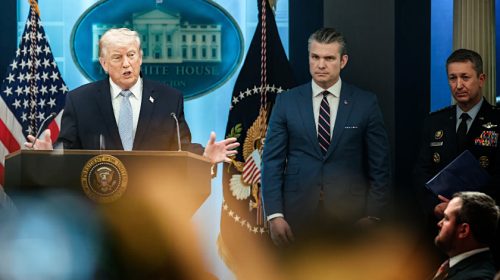 President Trump with DOW Sec Pete Hegseth and General Cain