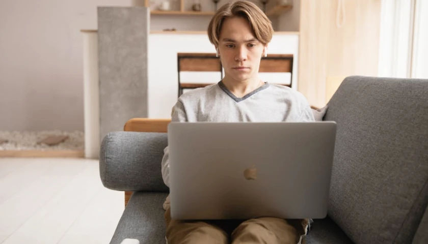 person and laptop