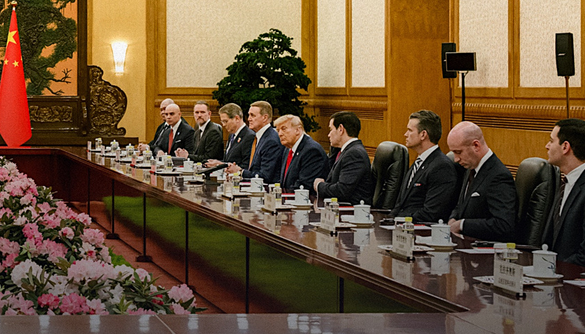 President Trump with the US delegation in China