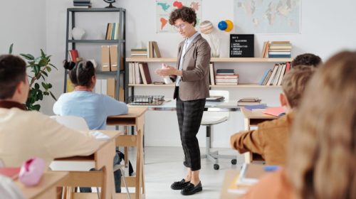 Teacher and students