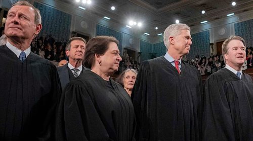 Supreme Court Justices John Roberts, Elena Kagan, Neil Gorsuch, and Brett Kavanaugh