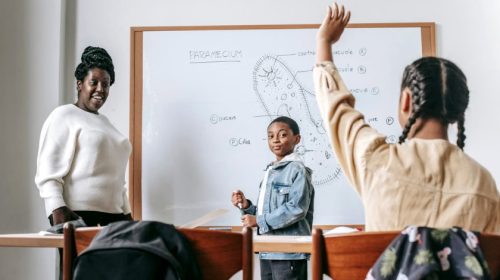 students learning
