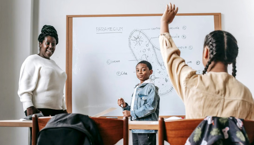 students learning