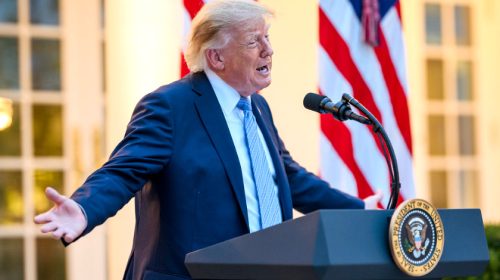 Trump hands out